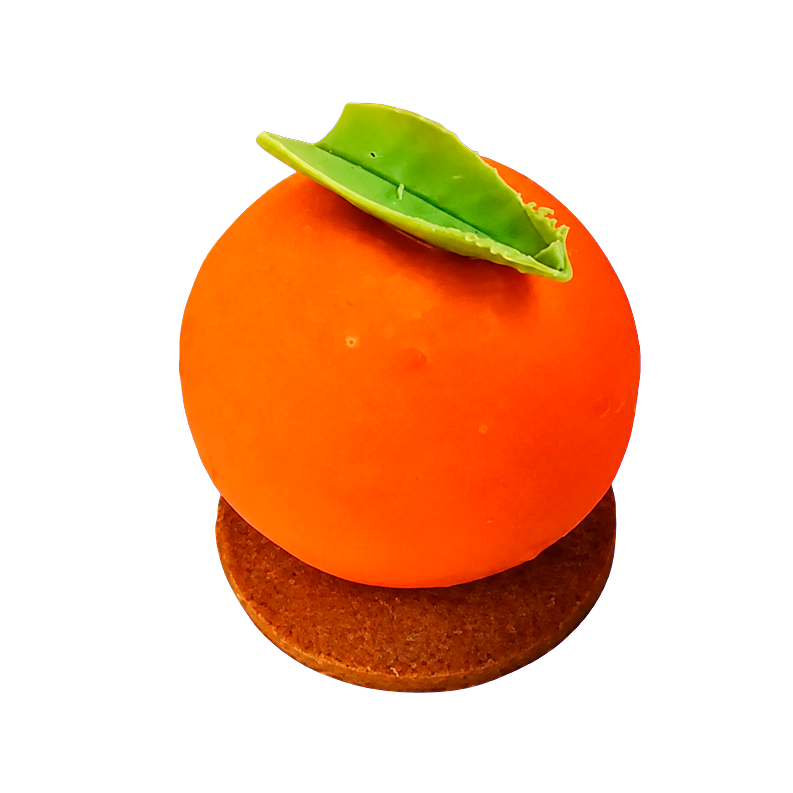 Postre de autor con forma de naranja
